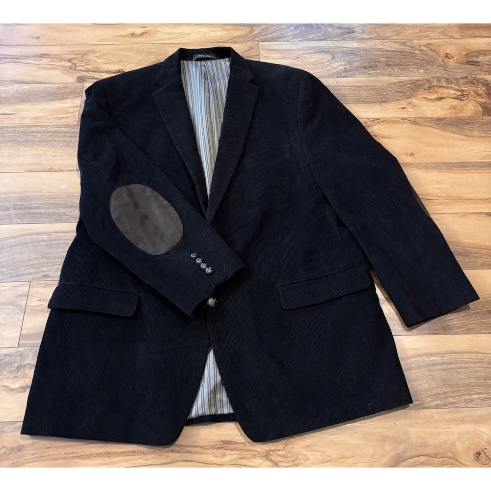 Chaps Mens 46R Brown Corduroy Blazer Elbow Patches Two Button Sport Coat Jacket